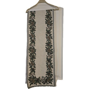 Pinecone and Holly Christmas Tapestry Table Runner